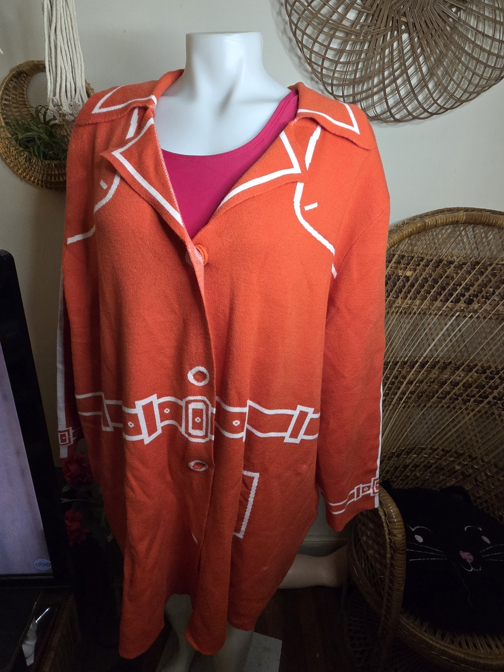 Wynne Collection Red-Orange Coatigan NWOT